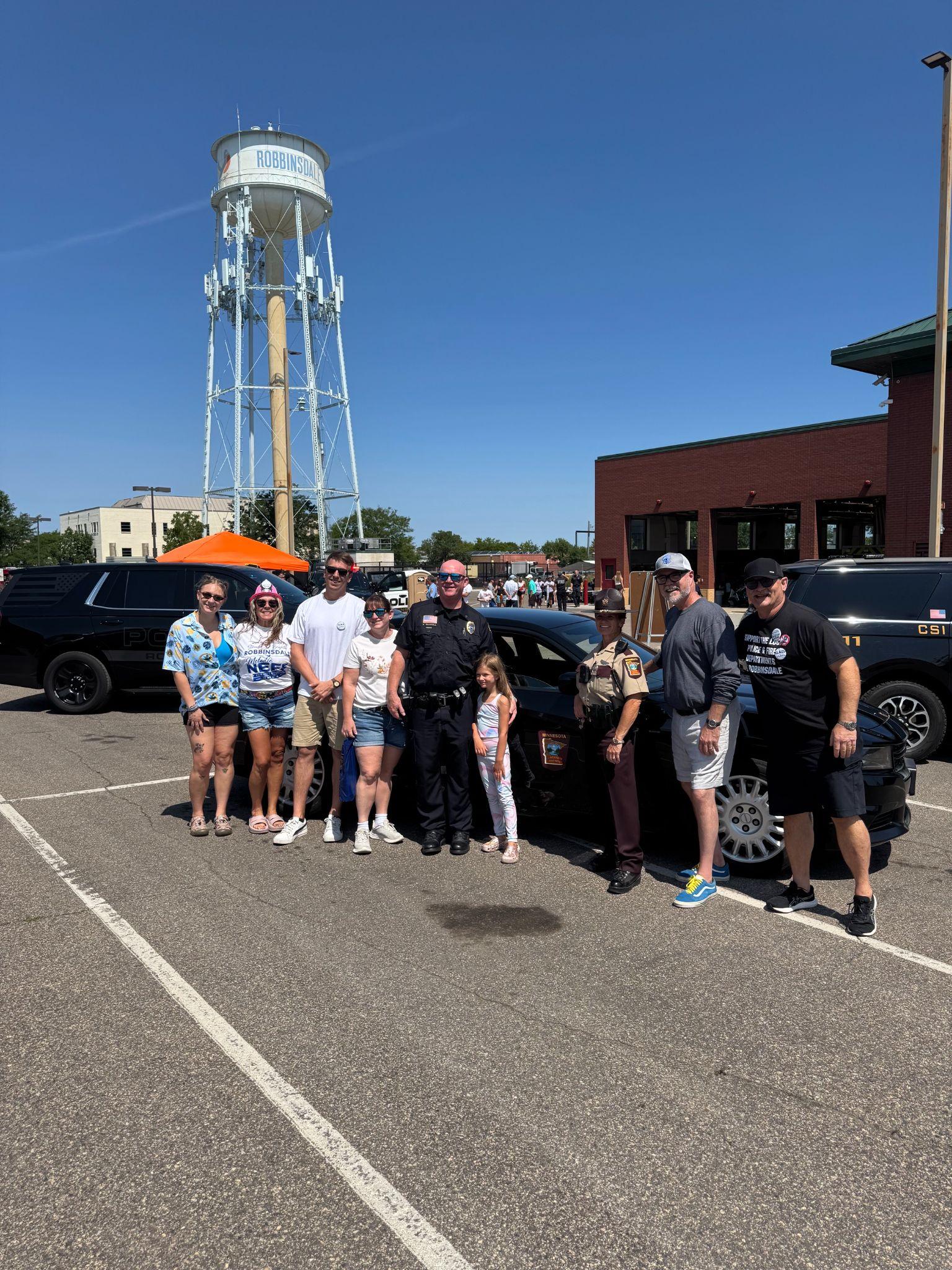 Klaus with residents and public safety staff at the Public Safety Open House